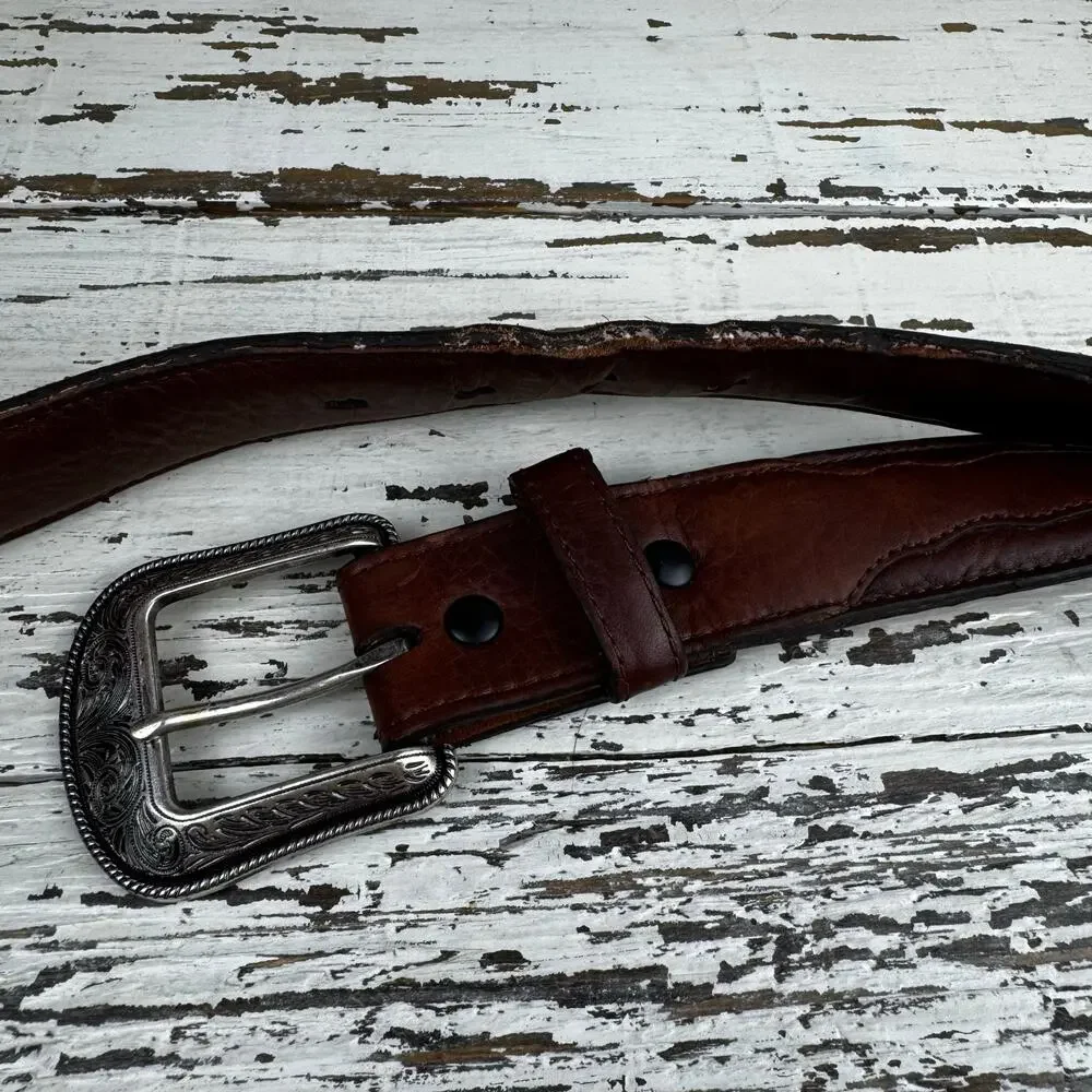 3D Belt Company Brown Genuine Leather Belt Made in Dominican Republic Size 44
